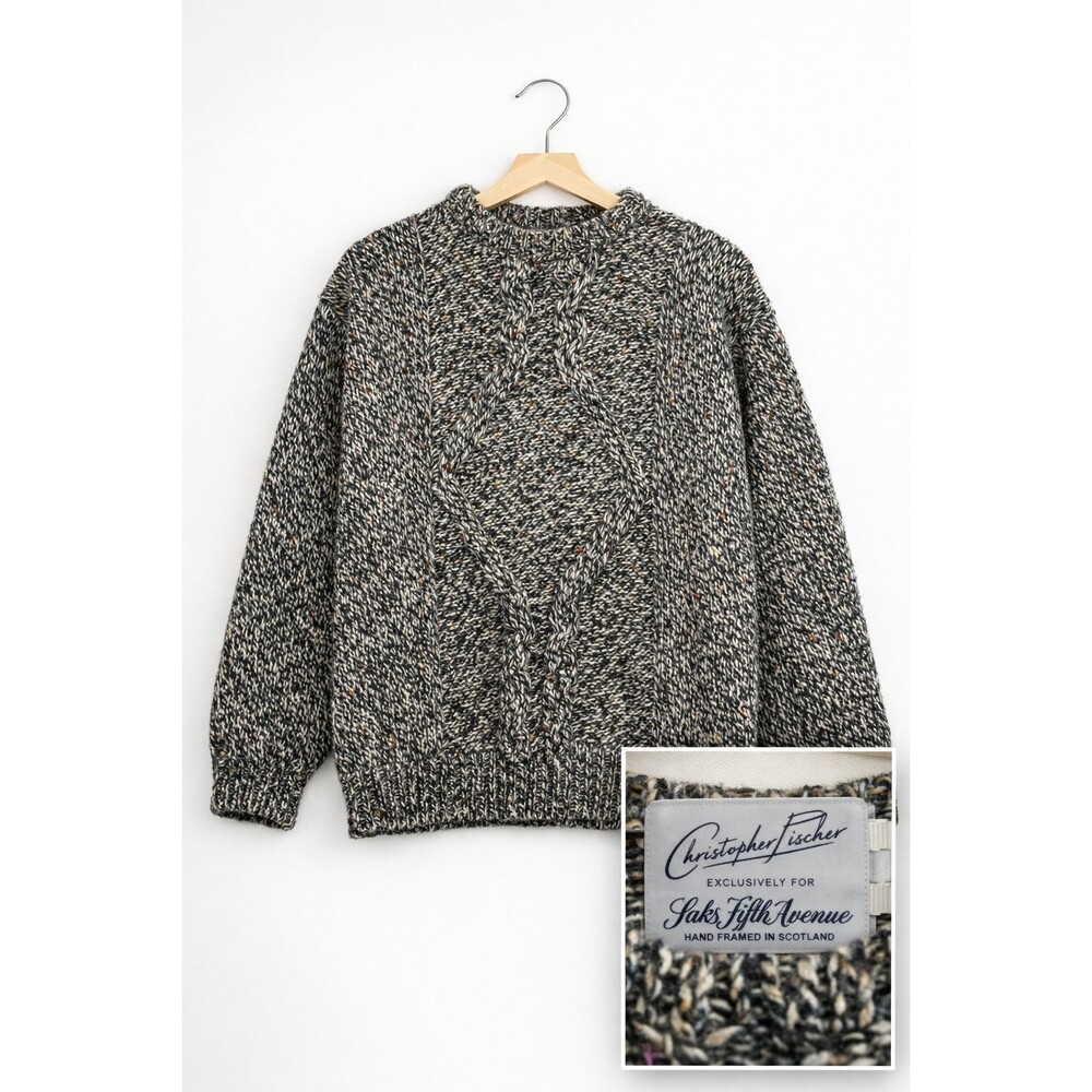 Vintage Christopher Fischer Wool Mohair Cable Knit Sweater Size L